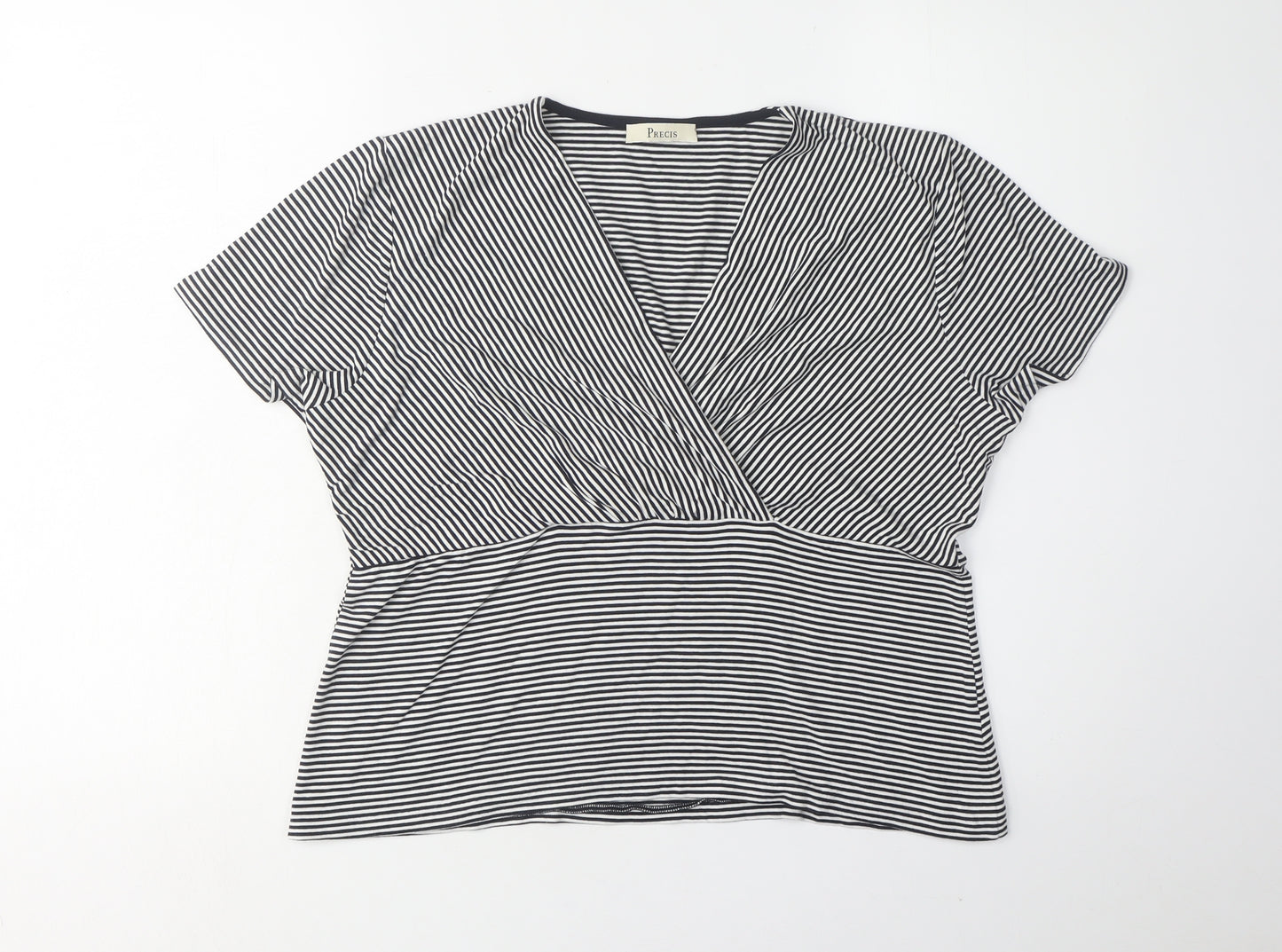 Precis Women's Black Striped Wrap T-Shirt Size L