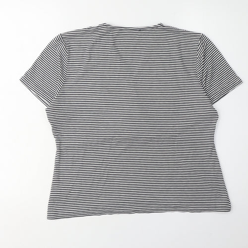 Precis Women's Black Striped Wrap T-Shirt Size L