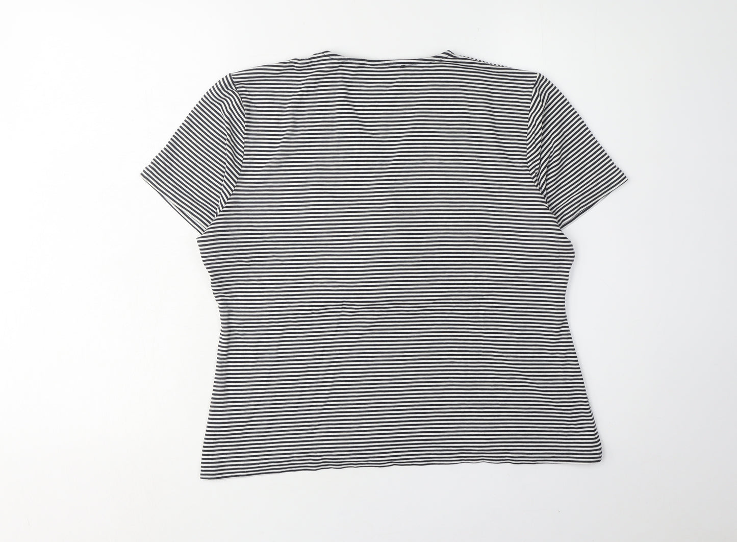 Precis Women's Black Striped Wrap T-Shirt Size L