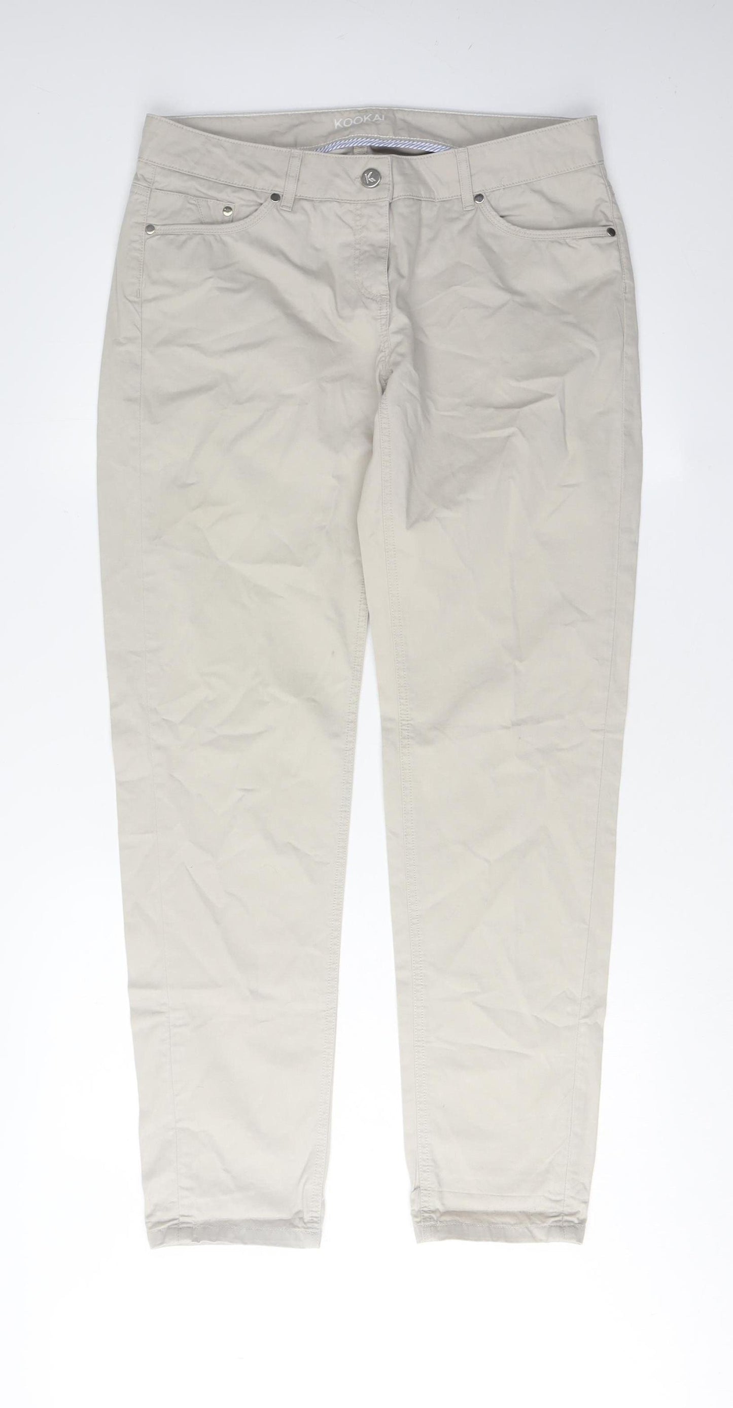 Kookai Women's Beige Chino Trousers Size 12