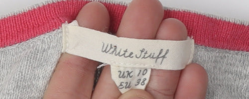 White Stuff Women's Grey V-Neck Polka Dot Pullover Jumper