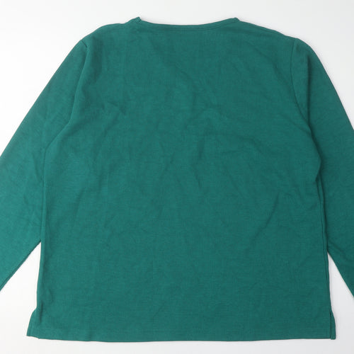 Isle Women's Green Pullover Jumper L V-Neck
