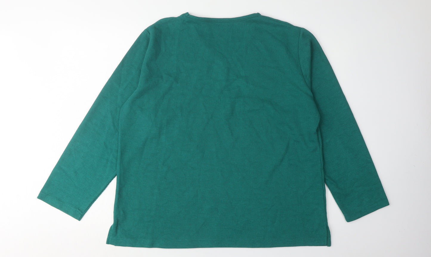 Isle Women's Green Pullover Jumper L V-Neck