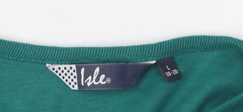 Isle Women's Green Pullover Jumper L V-Neck