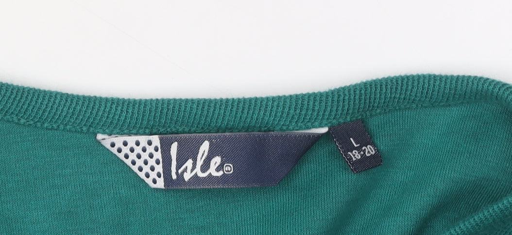 Isle Women's Green Pullover Jumper L V-Neck
