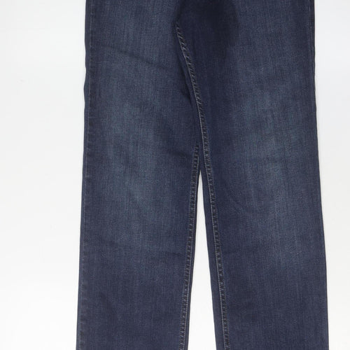 Marks and Spencer Women's Blue Straight Trousers, Size 8