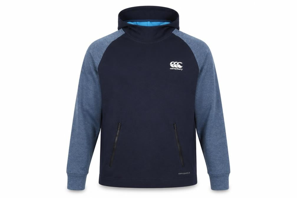 Front view of Canterbury Men's Blue Pullover Hoodie, size S
