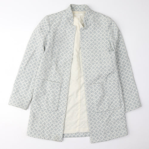 H&M Women Grey Geometric Pattern Suit Jacket