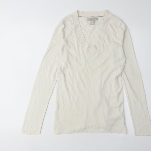Banana Republic Women's White Silk Blend Jumper M