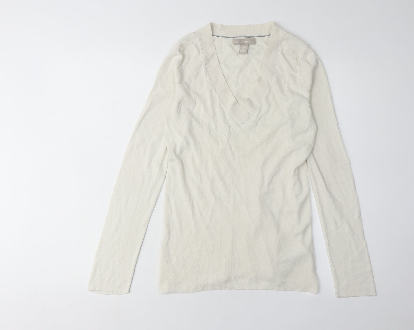Banana Republic Women's White Silk Blend Jumper M