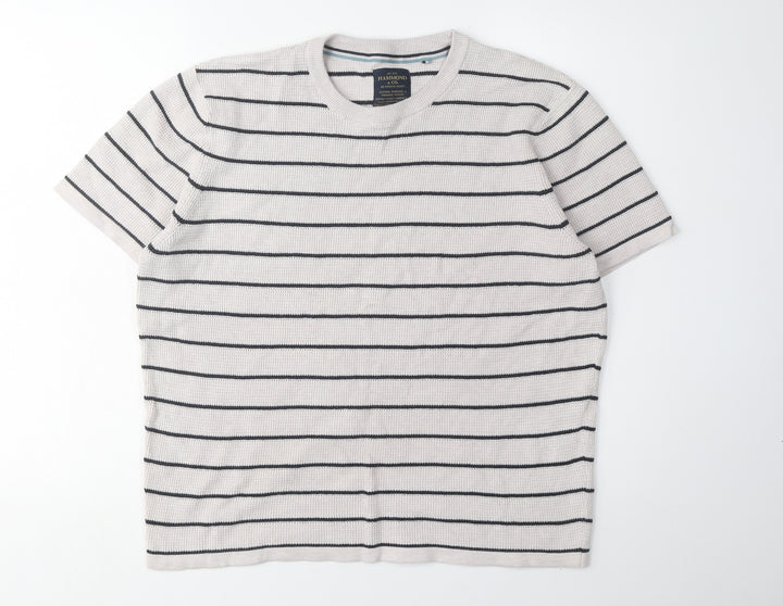 Hammond & Co. Men's Beige Striped T-Shirt L