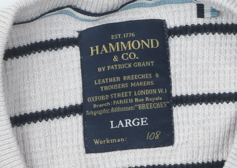 Hammond & Co. Men's Beige Striped T-Shirt L