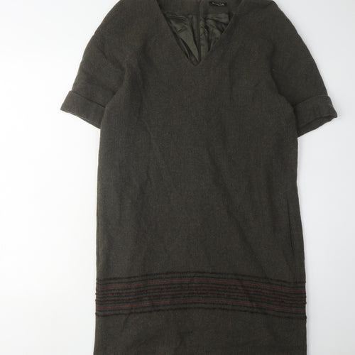 Massimo Dutti Women's Wool V-Neck Dress M