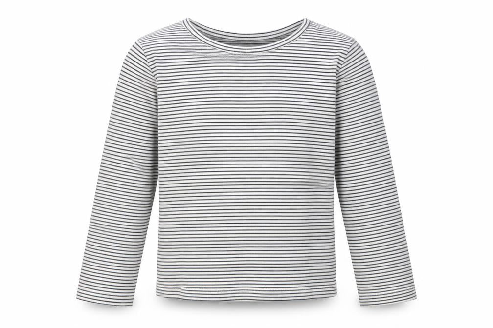 Front view of Next girls’ black striped t-shirt 3-4 years