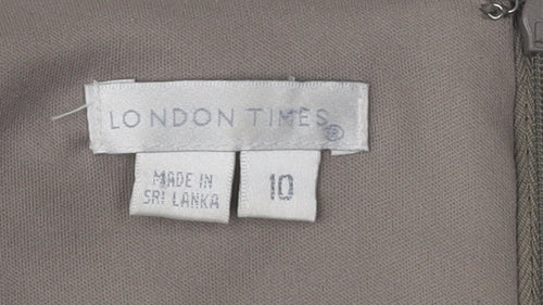 London Times Grey Sheath Dress Women Size 10