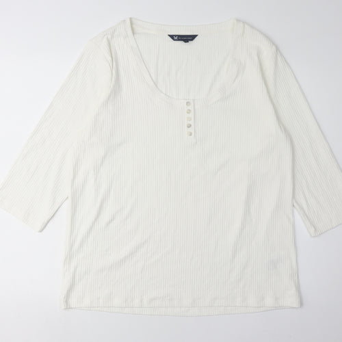 Crew Clothing Women's White Scoop Neck T-Shirt Size 18
