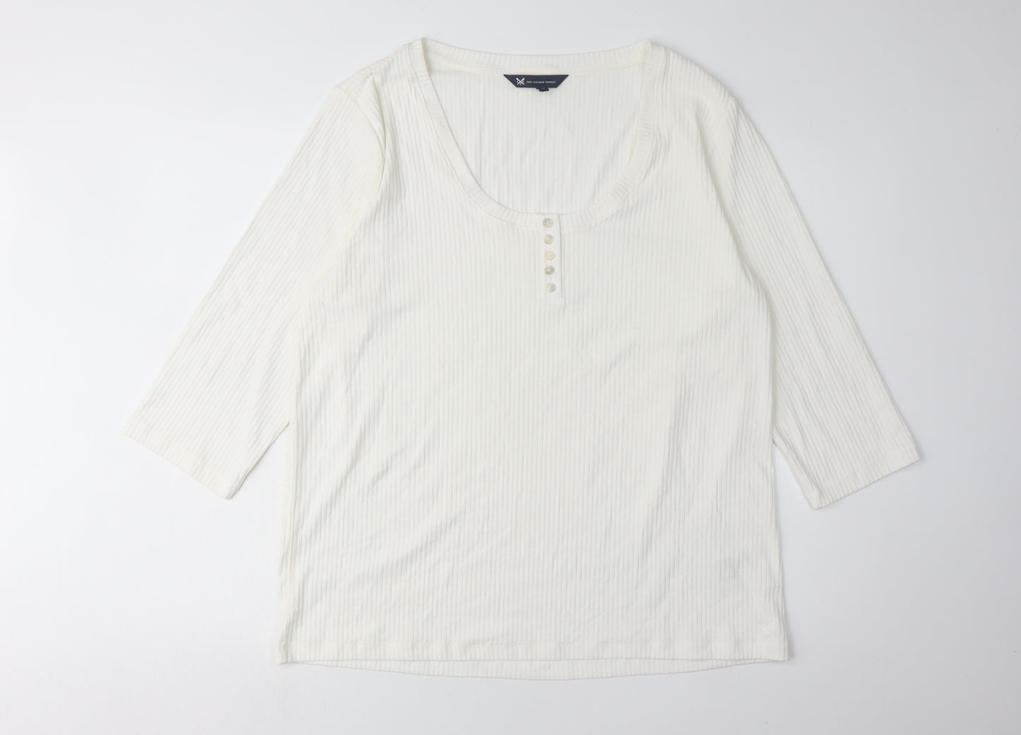Crew Clothing Women's White Scoop Neck T-Shirt Size 18