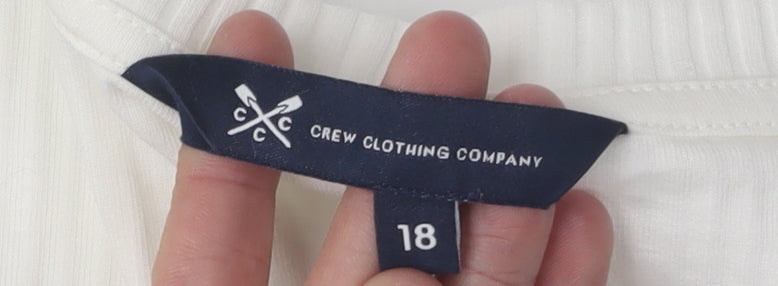 Crew Clothing Women's White Scoop Neck T-Shirt Size 18