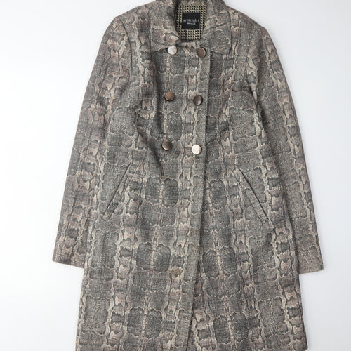 Principles Women's Grey Animal Print Pea Coat Size 10