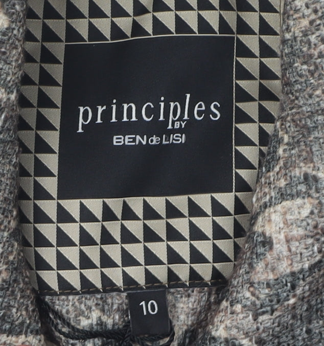 Principles Women's Grey Animal Print Pea Coat Size 10