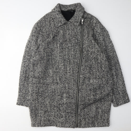 Topshop Women’s Black Grey Tweed Coat Size 16