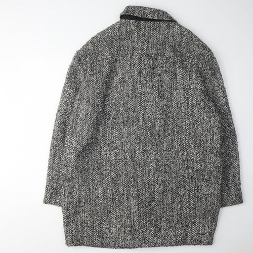 Topshop Women’s Black Grey Tweed Coat Size 16