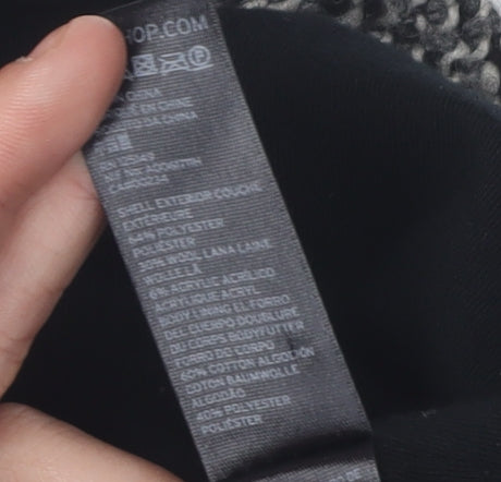 Topshop Women’s Black Grey Tweed Coat Size 16