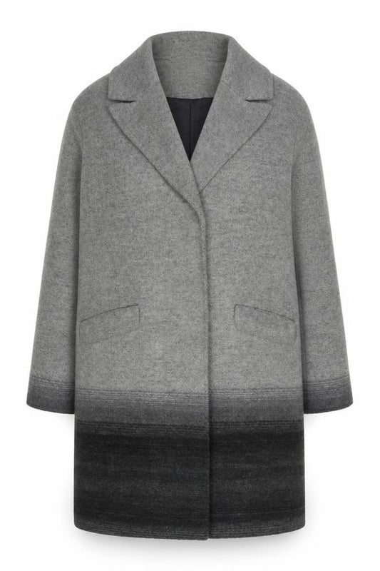 Front view of Linea Women's Grey Overcoat, size 16, Classic Style