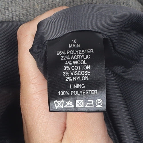 Linea Women's Grey Overcoat, Size 16, Classic Style