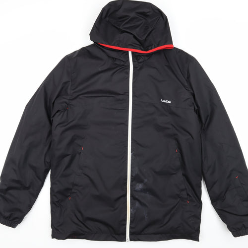 Wed'ze Men's Black Hooded Rain Coat Ski Jacket Size L