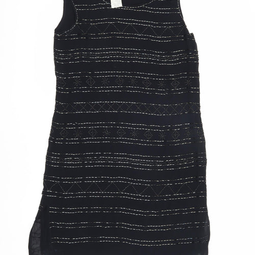Laura Ashley Women's Black Shift Dress Size 10 Sleeveless
