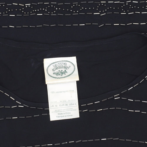 Laura Ashley Women's Black Shift Dress Size 10 Sleeveless