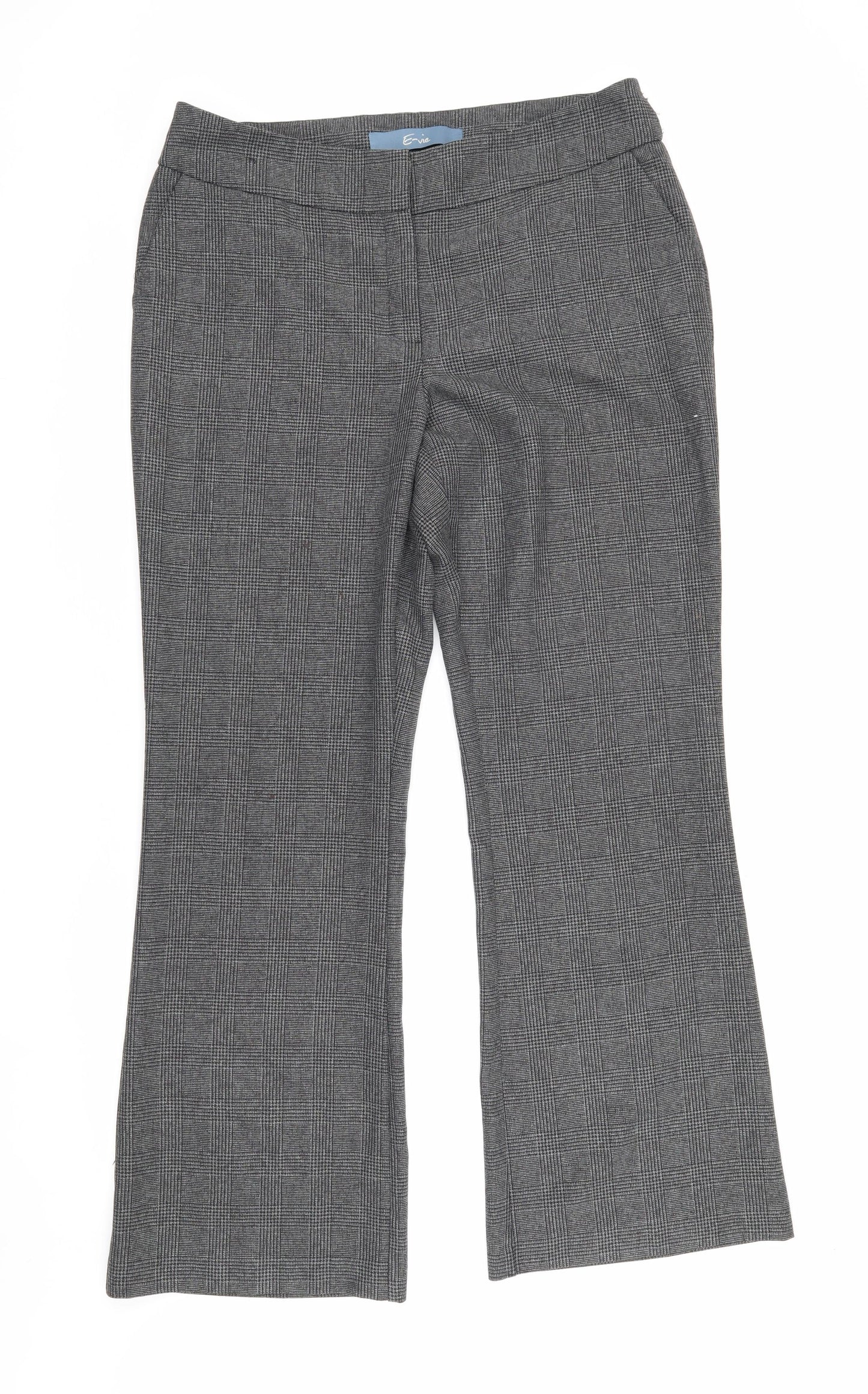 Evie Women's Grey Check Dress Pants, Size 14