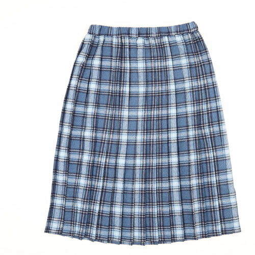 Damart Women's Blue Pleated Wool Skirt UK 14