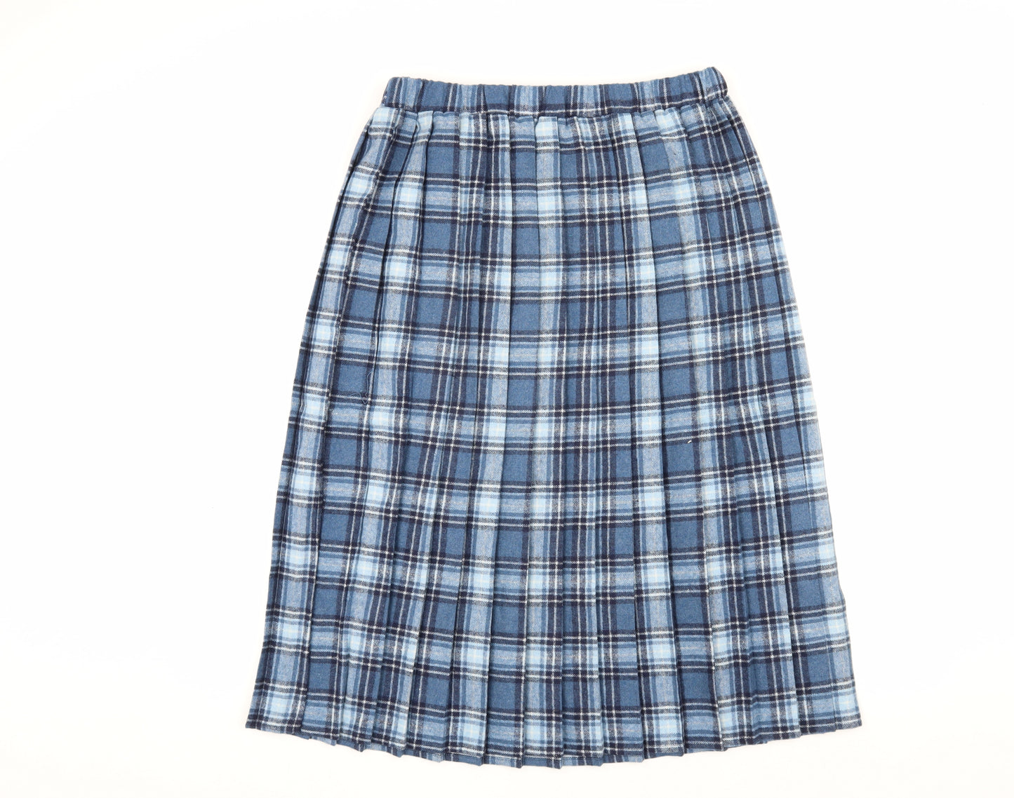 Damart Women's Blue Pleated Wool Skirt UK 14