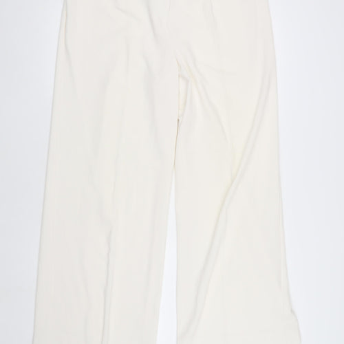 David Emanuel Women's Ivory Wide-Leg Trousers Size 16