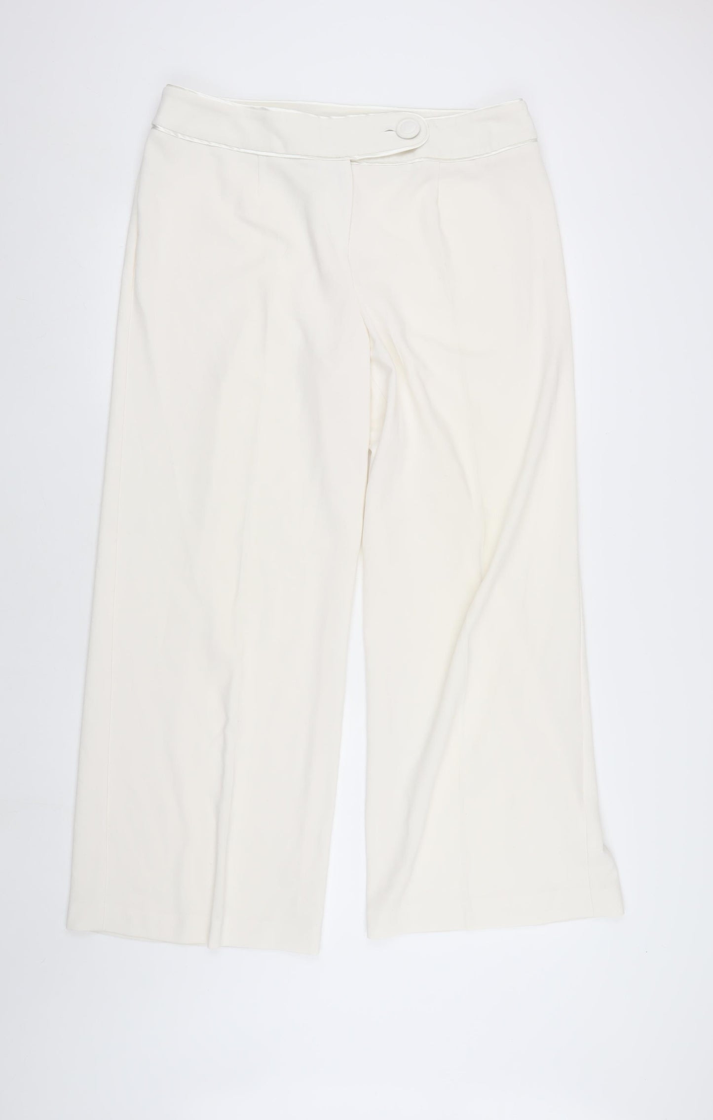 David Emanuel Women's Ivory Wide-Leg Trousers Size 16
