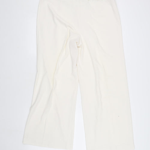 David Emanuel Women's Ivory Wide-Leg Trousers Size 16