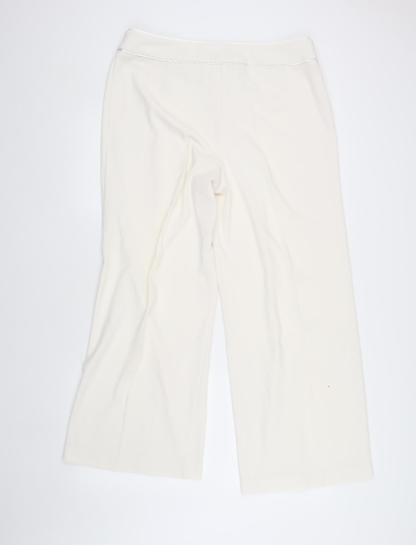 David Emanuel Women's Ivory Wide-Leg Trousers Size 16
