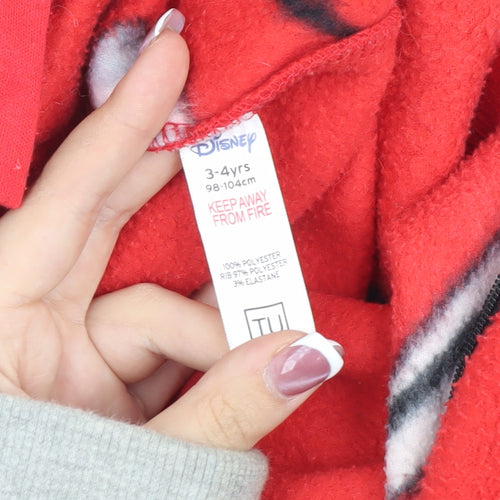 Disney Cars Boys 3-4 Years Red Black One Piece Fleece Onesie