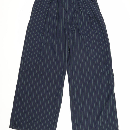 Cider Women's Blue Wide-Leg Striped Trousers L