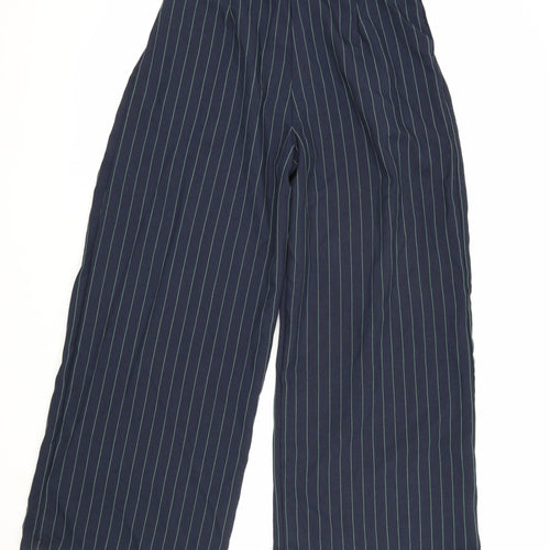 Cider Women's Blue Wide-Leg Striped Trousers L
