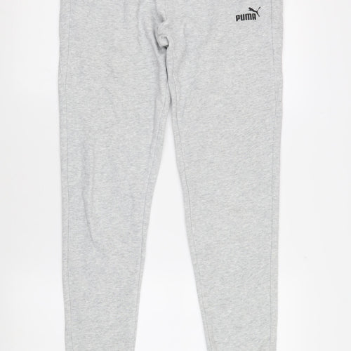 Puma Men's Grey Joggers, Size S, Sporty Fleece Trousers
