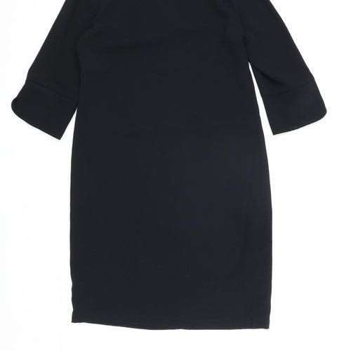 Marks and Spencer Black V-Neck Dress, Size 8, 3/4 Sleeve