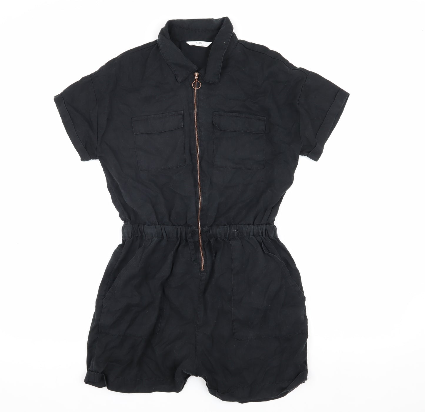 Marks and Spencer Girls Black Jumpsuit 12-13 Years Short Sleeve
