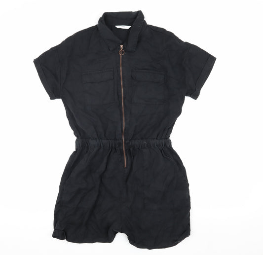 Marks and Spencer Girls Black Jumpsuit 12-13 Years Short Sleeve
