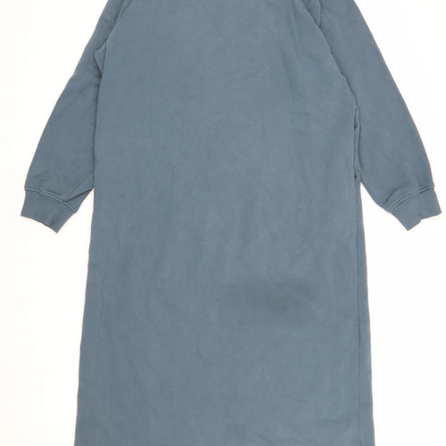 Monki Women's Blue Jumper Shirt Dress, Size S, Long Sleeve