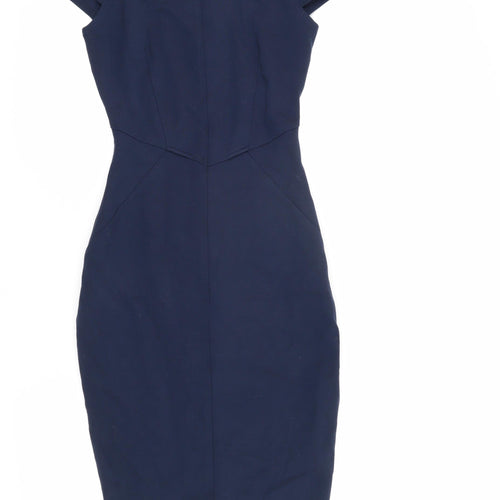 Closet London Blue Sheath Dress Size 8 Short Sleeve Women
