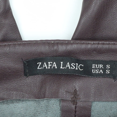 Zafa Lasic Women's Brown Faux Leather Trousers