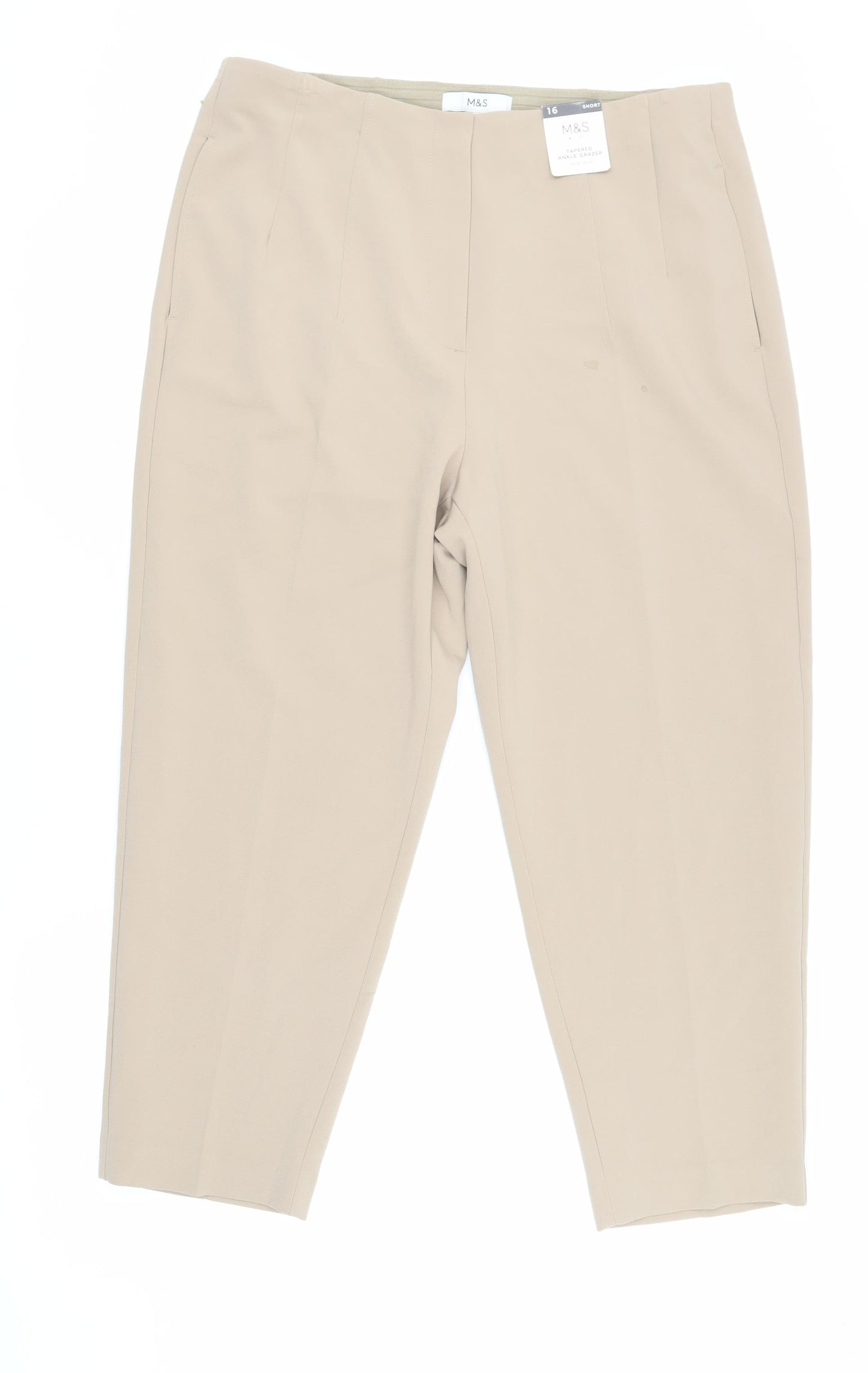 Marks and Spencer Women's Beige Ankle Trousers Size 16